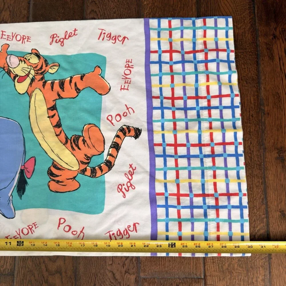 Vintage Winnie the Pooh Pillowcase Standard Sz Double Sided Piglet Tigger Eeyore